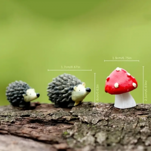 Fairy garden accessories mushrooms and hedgehogs